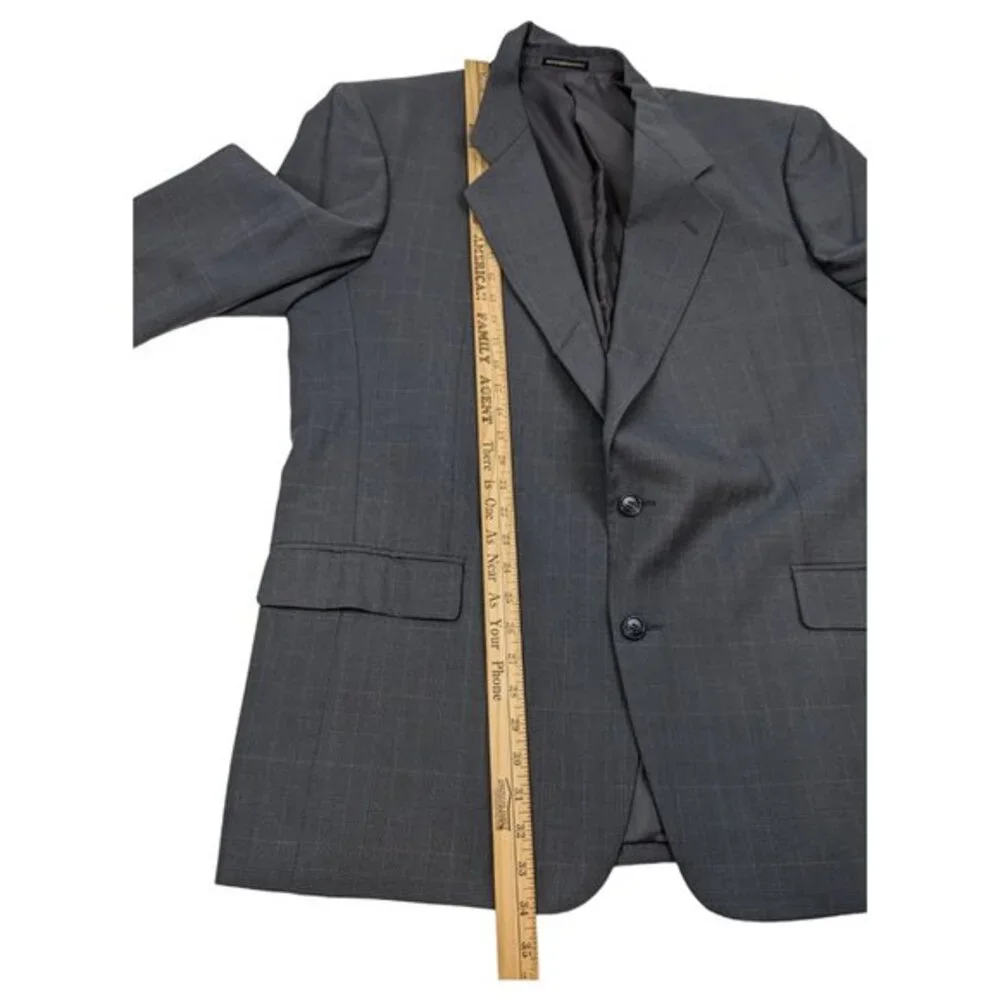 Pierre Balmain Paris Marseille Gray‎ Plaid Suit Jacket Single-breasted 46L